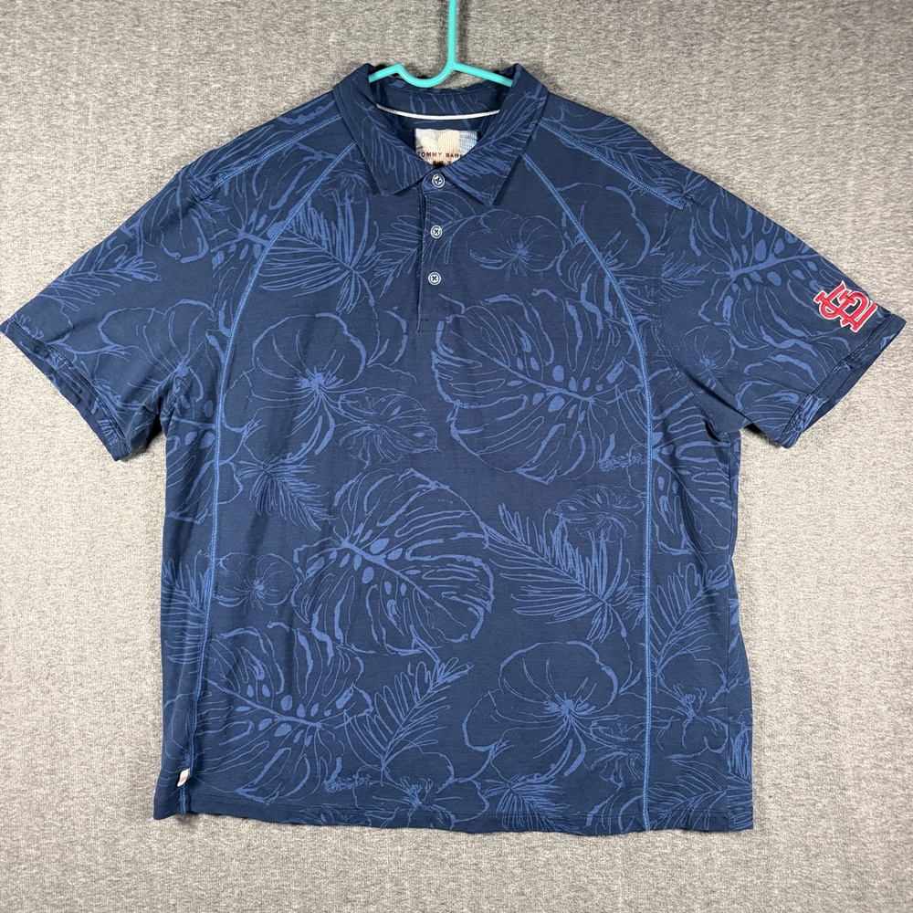 Tommy Bahama St Louis Cardinals Polo Mens XXL Blue Floral 100% Cotton MLB STL